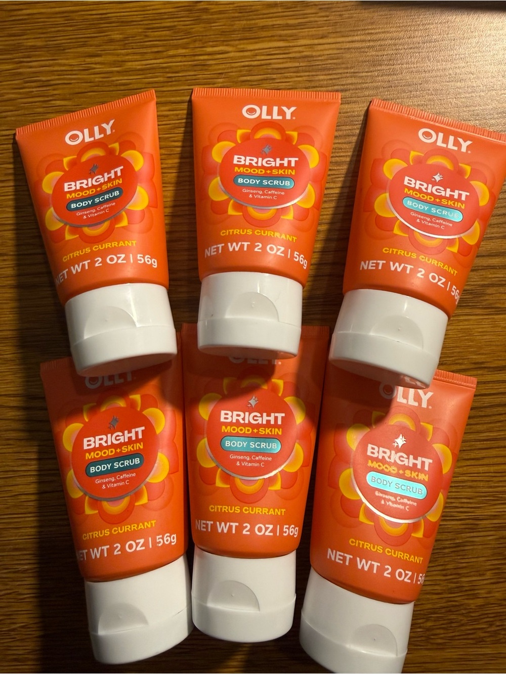 6-pack TSA Approved Olly Bright Mood + Skin Citrus Currant Body Scrub - Orange